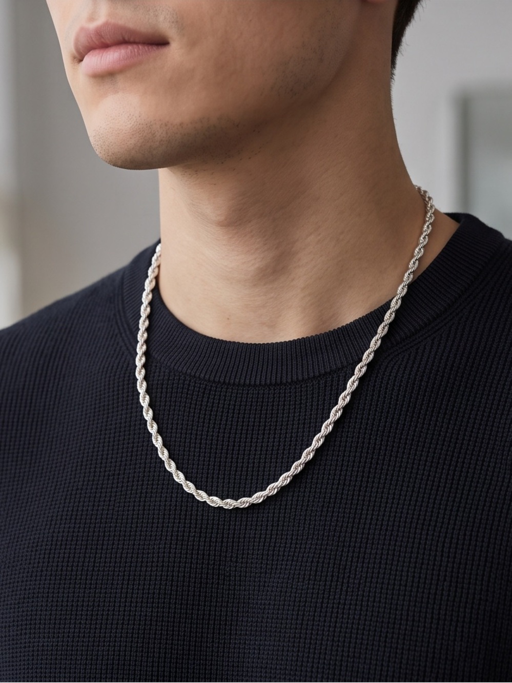 925 Sterling Silver Rope Chain Necklace Brand New.